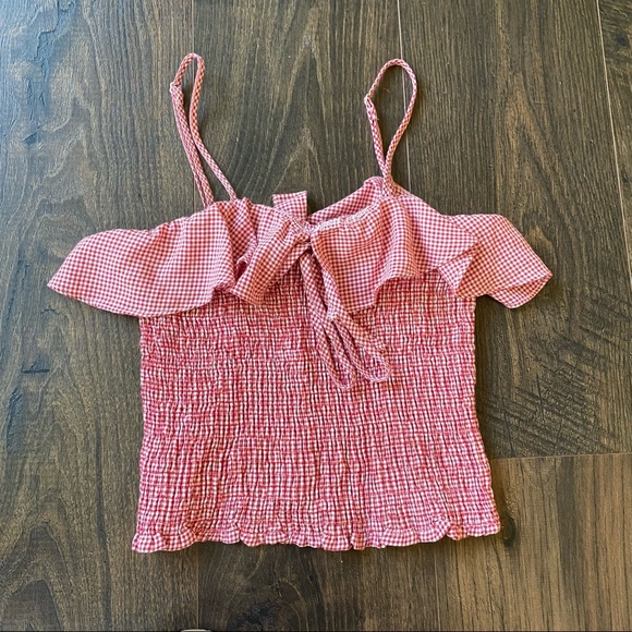 Princess Polly Tops - Princess Polly Red Gingham Check Smocked Top AUS size 10/ US size 6